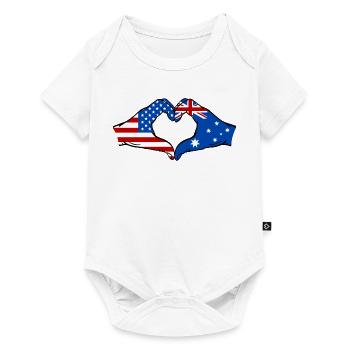 États-Unis, Australie, drapeau, main, forme de coeur - Body à manches courtes Premium Bébé - blanc - Devant