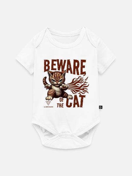 Vorsicht vor der Katze - Baby Premium Kurzarmbody - Weiß