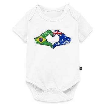 Brésil Australie Mains Forme de Coeur Utilisé - Body à manches courtes Premium Bébé - blanc - Devant