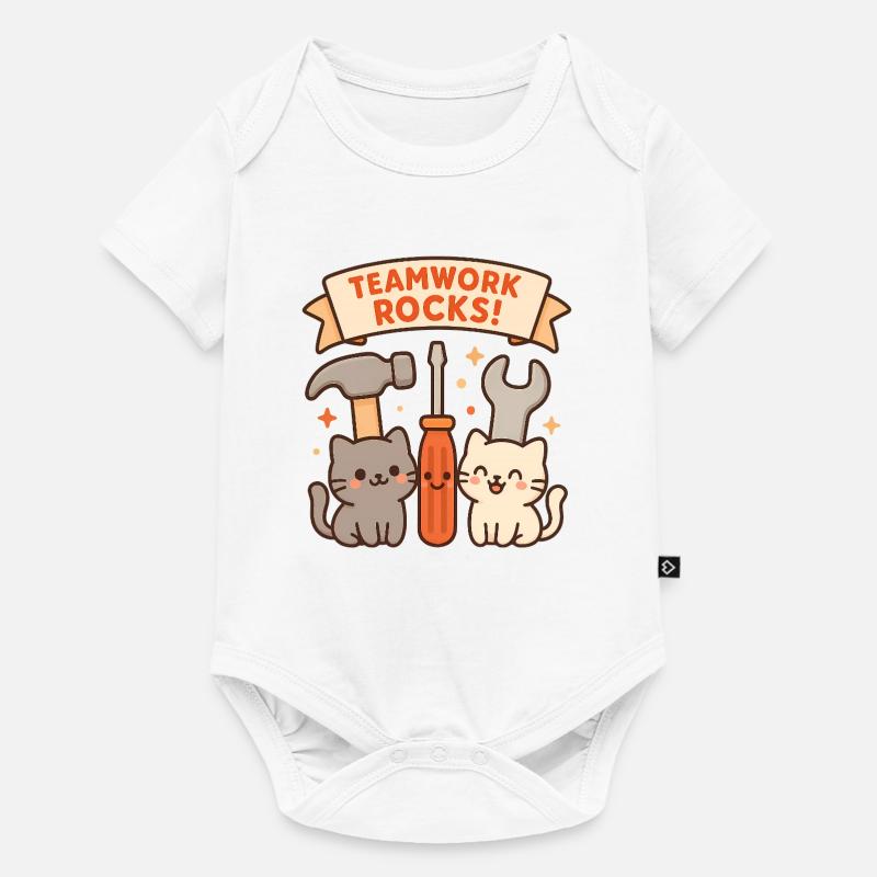 Teamwork Rocks – Cute Cats with Tools - Baby Premium short-sleeve bodysuit - white
