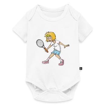 Image joyeuse d’un joueur de tennis - Body à manches courtes Premium Bébé - blanc - Devant