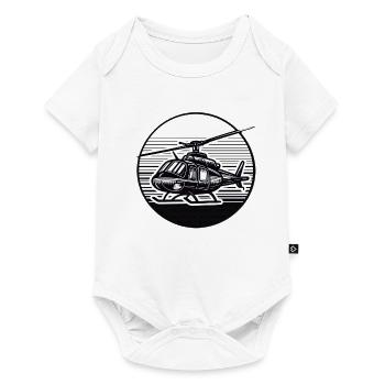 Helikopter in Schwarz Weiß - Baby Premium Kurzarmbody - Weiß - Vorne
