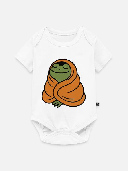 Gemütlicher Frosch - Baby Premium Kurzarmbody - Weiß