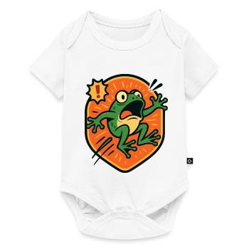 Panikfrosch-Abzeichen - Baby Premium Kurzarmbody - Weiß - Vorne