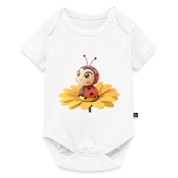 Coccinelle mignonne sur une fleur - Body à manches courtes Premium Bébé - blanc - Devant