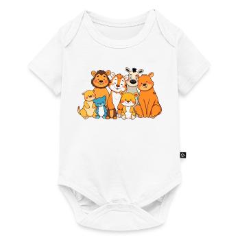 Conception ludique de bande dessinée de famille d’animaux - Body à manches courtes Premium Bébé - blanc - Devant