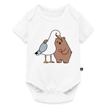 Mer du Nord Mouette Ours Brun Amitié Amour Maigre - Body à manches courtes Premium Bébé - blanc - Devant