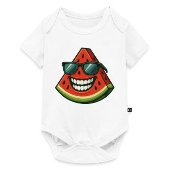 Pastèque fraîche avec lunettes de soleil Fruits d’été - Body à manches courtes Premium Bébé - blanc - Devant