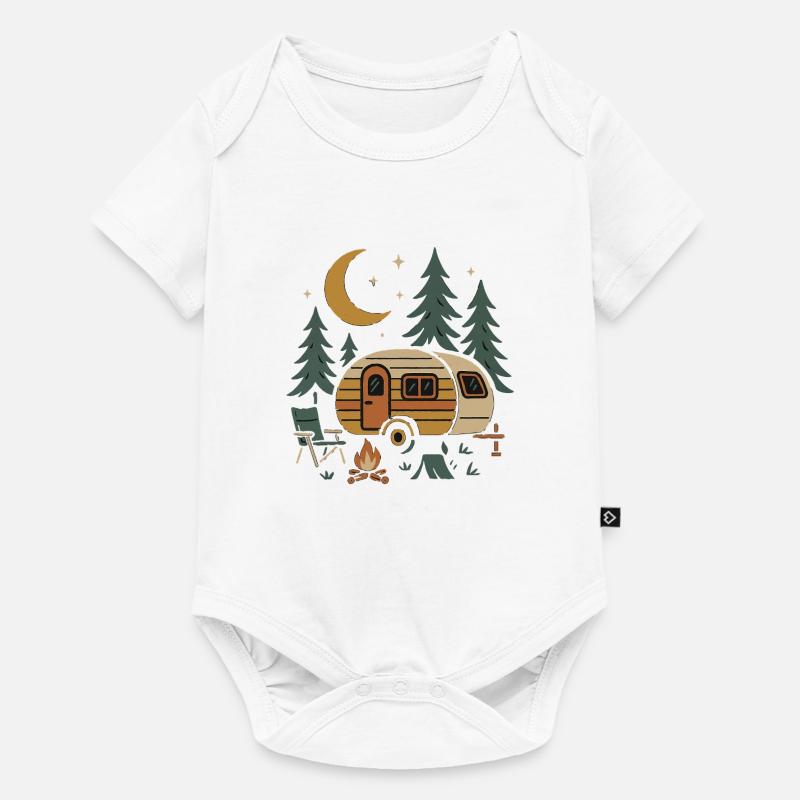 Conception de scène de camping nocturne - Body à manches courtes Premium Bébé - blanc