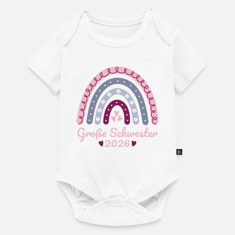 Große Schwester 2026 Regenbogen - Baby Premium Kurzarmbody - Weiß