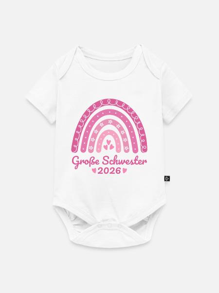 Große Schwester 2026 Regenbogen - Baby Premium Kurzarmbody - Weiß