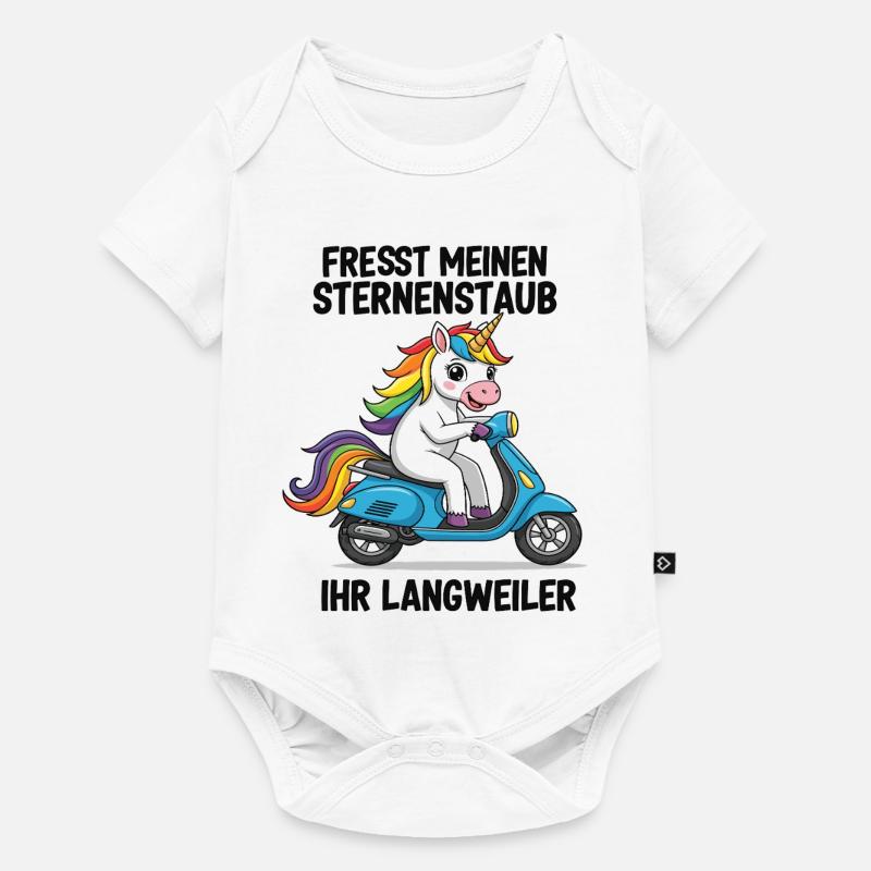 Roller-Einhorn - Baby Premium Kurzarmbody - Weiß