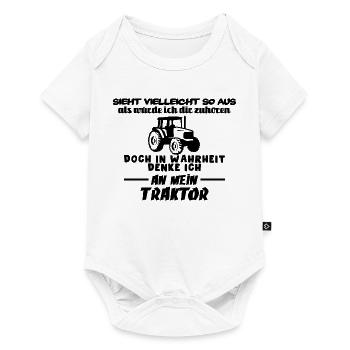 Doch in Wahrheit denke ich an mein Traktor - Baby Premium Kurzarmbody - Weiß - Vorne