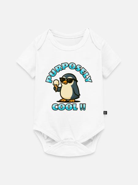 Cooler Pinguin mit Eis - Baby Premium Kurzarmbody - Weiß