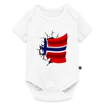 Drapeau de la Norvège - Norvège - Drapeau Broken Design - Body à manches courtes Premium Bébé - blanc - Devant