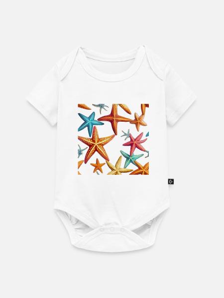 Farbenfrohe Seesterne - Baby Premium Kurzarmbody - Weiß