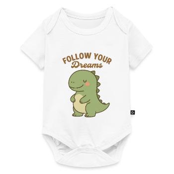 Follow Your Dreams - Süßes Dino-Design - Baby Premium Kurzarmbody - Weiß - Vorne