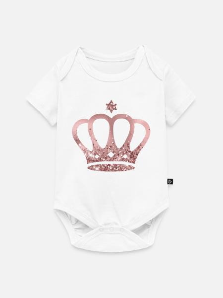 Krone, chic, rose-gold personalisierbar - Baby Premium Kurzarmbody - Weiß