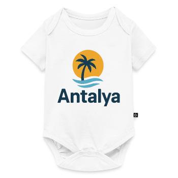 Antalya Palmenstrand Sonnenlogo - Baby Premium Kurzarmbody - Weiß - Vorne