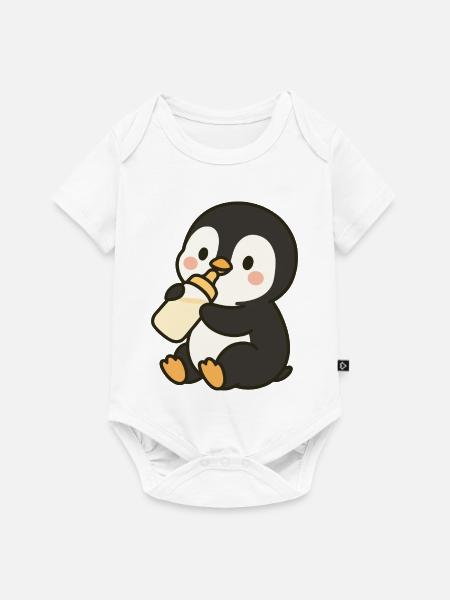Fläschchen-Pinguin - Baby Premium Kurzarmbody - Weiß