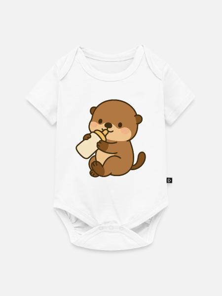Seeotter-Schlürfspaß - Baby Premium Kurzarmbody - Weiß