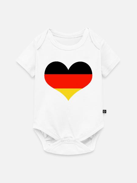 Deutschland Herz schwarz rot gold - Baby Premium Kurzarmbody - Weiß