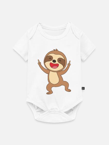 Happy Faultierfreude - Baby Premium Kurzarmbody - Weiß