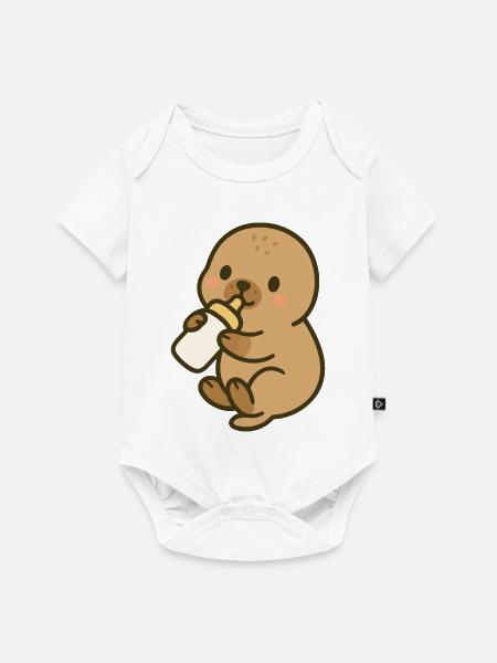 Fläschchenzeit am Meer - Baby Premium Kurzarmbody - Weiß