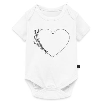 Line Art Coeur - Fleurs sauvages, Personnalisable - Body à manches courtes Premium Bébé - blanc - Devant