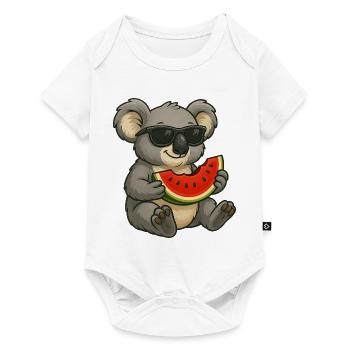 Cute Koala with Watermelon Summer Cartoon - Baby Premium short-sleeve bodysuit - white - Front