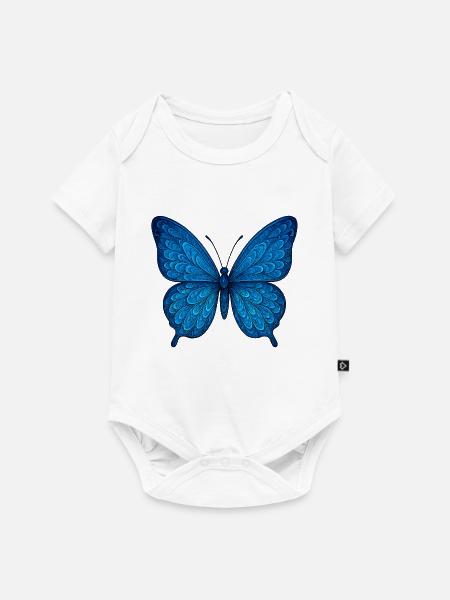 Blauer Schmetterling - Baby Premium Kurzarmbody - Weiß