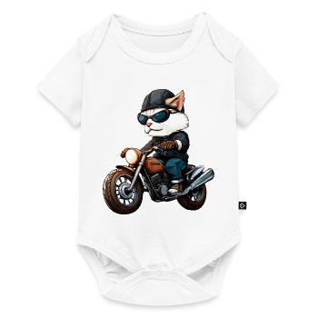 Motorcyclist Cat - Baby Premium short-sleeve bodysuit - white - Front