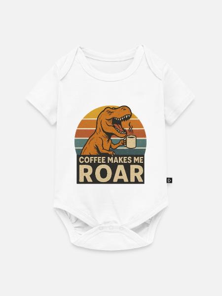 Dinosaur Coffee Roar Fun Design - Baby Premium Kurzarmbody - Weiß