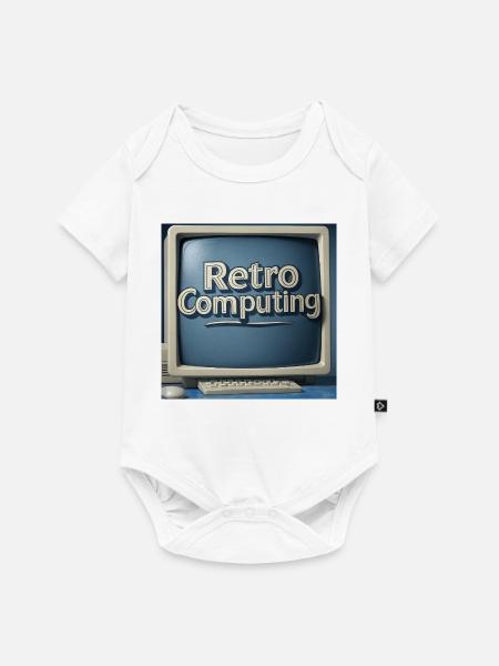 Retro Computergrafik auf blauem Hintergrund - Baby Premium Kurzarmbody - Weiß