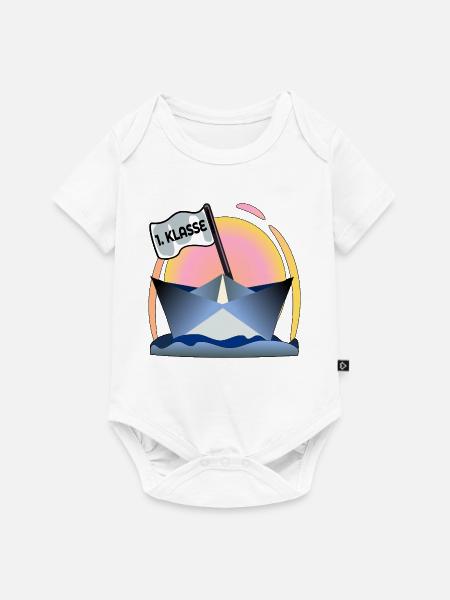 Einschulung Schulanfang Papierboot - Baby Premium Kurzarmbody - Weiß