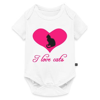 Katzenliebhaber Herz Pink Silhouetten - Baby Premium Kurzarmbody - Weiß - Vorne