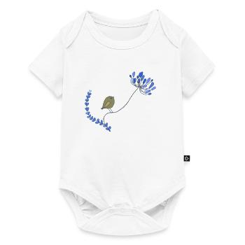 Vogel mit Blume - Baby Premium Kurzarmbody - Weiß - Vorne