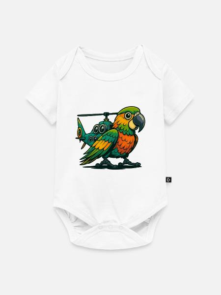Heli-Parrot im Einsatz - Baby Premium Kurzarmbody - Weiß