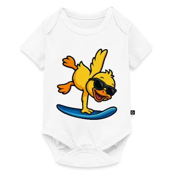 Cool duck surfer on the beach for kids water sports - Baby Premium short-sleeve bodysuit - white - Front