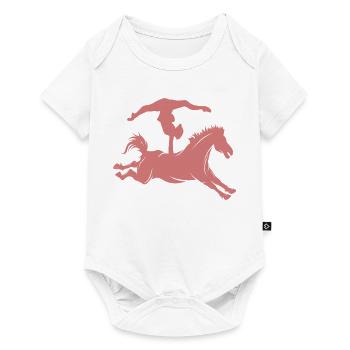 Minimalistische Pferd Reiten Silhouette Voltigiere - Baby Premium Kurzarmbody - Weiß - Vorne