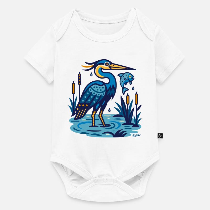 Graureiher - Baby Premium Kurzarmbody - Weiß