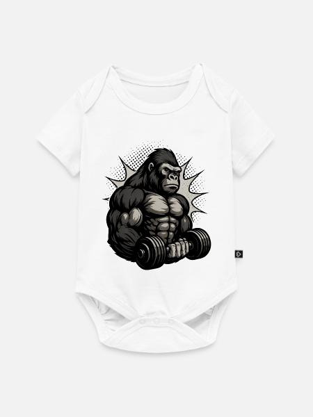 Starker Gorilla Kraftmuster - Baby Premium Kurzarmbody - Weiß