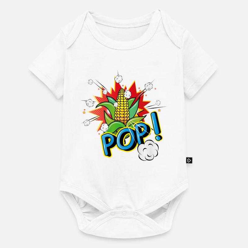 Maïs en épi de style pop art avec effet pop-corn - Body à manches courtes Premium Bébé - blanc