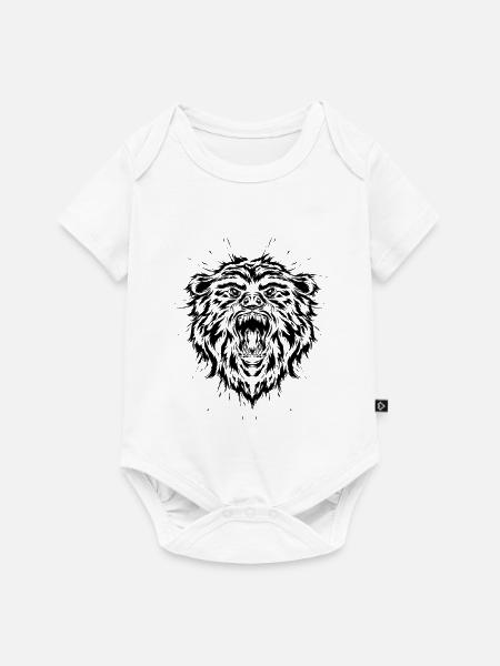 Grizzly Braun Bär - Baby Premium Kurzarmbody - Weiß
