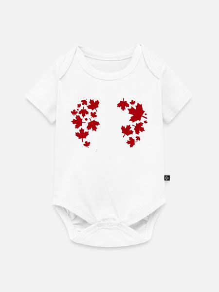 Ahornblatt Herzmuster - Baby Premium Kurzarmbody - Weiß