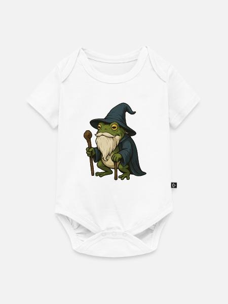 Weiser bärtiger Frosch mit Zauberhut - Baby Premium Kurzarmbody - Weiß
