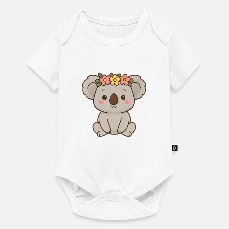 Mignon koala avec couronne de fleurs - Body à manches courtes Premium Bébé - blanc