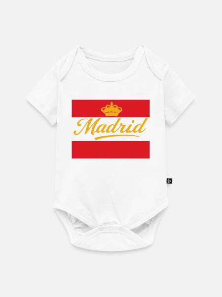 Madrid Krone Design auf Rot - Baby Premium Kurzarmbody - Weiß