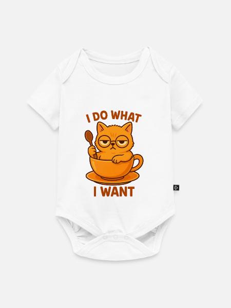 Katze in Teetasse - Baby Premium Kurzarmbody - Weiß