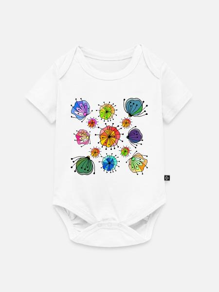 Buntes abstraktes Schmetterlingsmuster - Baby Premium Kurzarmbody - Weiß